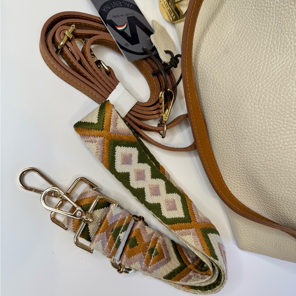 Valentina Cream Pebbled Leather Triple Compartment - Picture 2 of 10